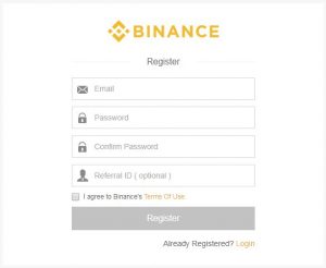 Binance registration